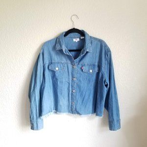 Levi's Frayed Raw Hew Button Down Top Long Sleeve